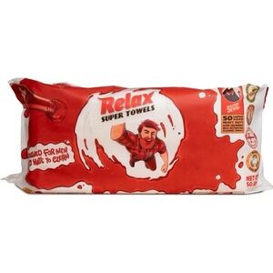 50-Ct Relax Super Towels Wipes XL Grease Destroying Multi-Purpose Cleaning